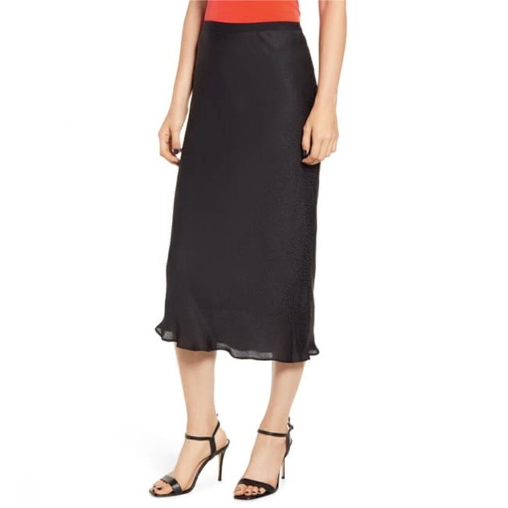 Chelsea 28 Black Lined MIDI Skirt Size Small